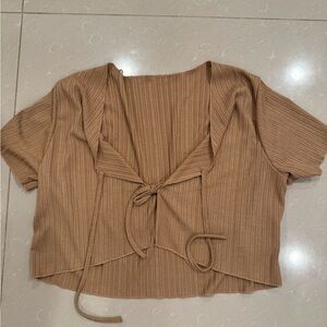 Brown Tie front tee for cami top